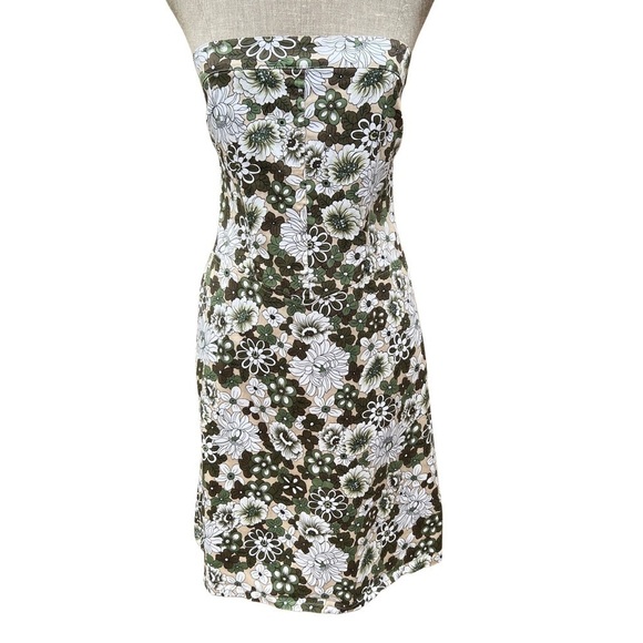 Vintage Floral Print Strapless Mini Dress - Picture 1 of 13